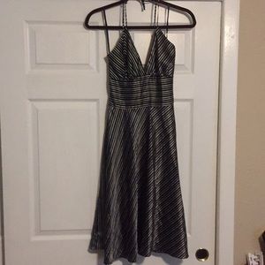 Alyn Paige black And Gray Satin dress.